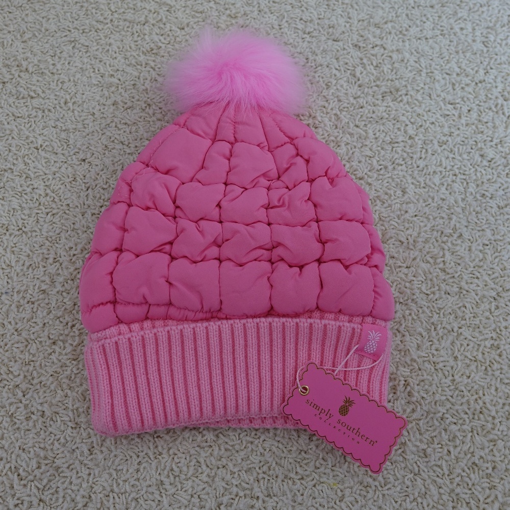 NWT Simply Southern Pink Pom Pom Beanie